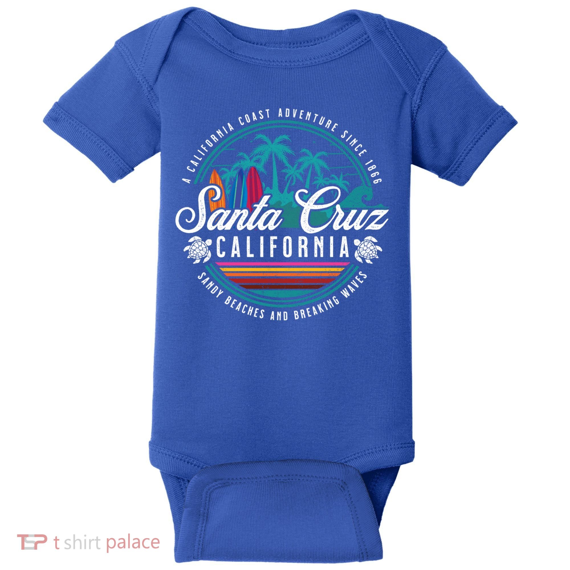 Retro Santa Cruz California Sandy Beaches Breaking Waves Gift Baby Bodysuit