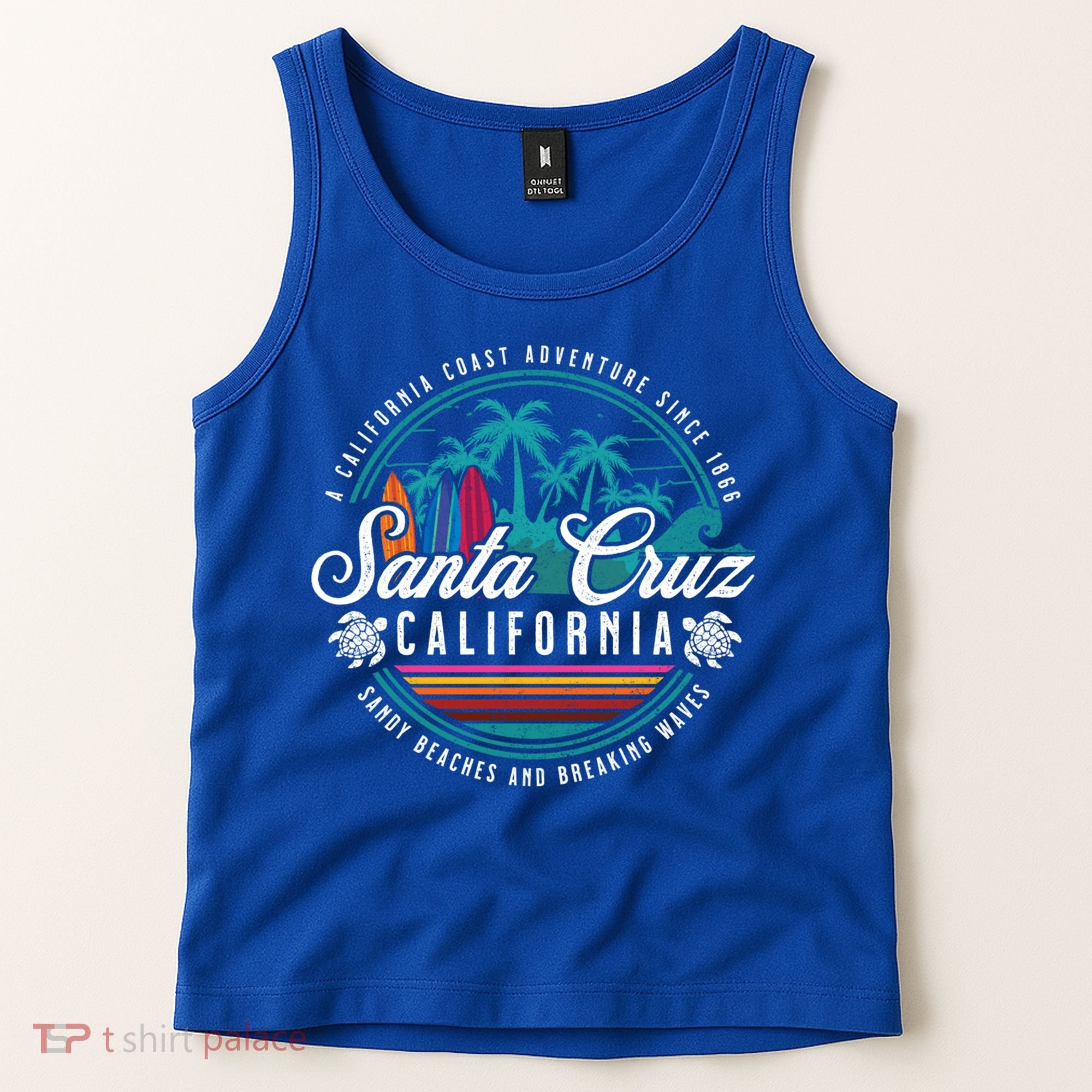 Retro Santa Cruz California Sandy Beaches Breaking Waves Gift Tank Top