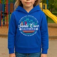 Retro Santa Cruz California Sandy Beaches Breaking Waves Gift Kids Hoodie thumb 3