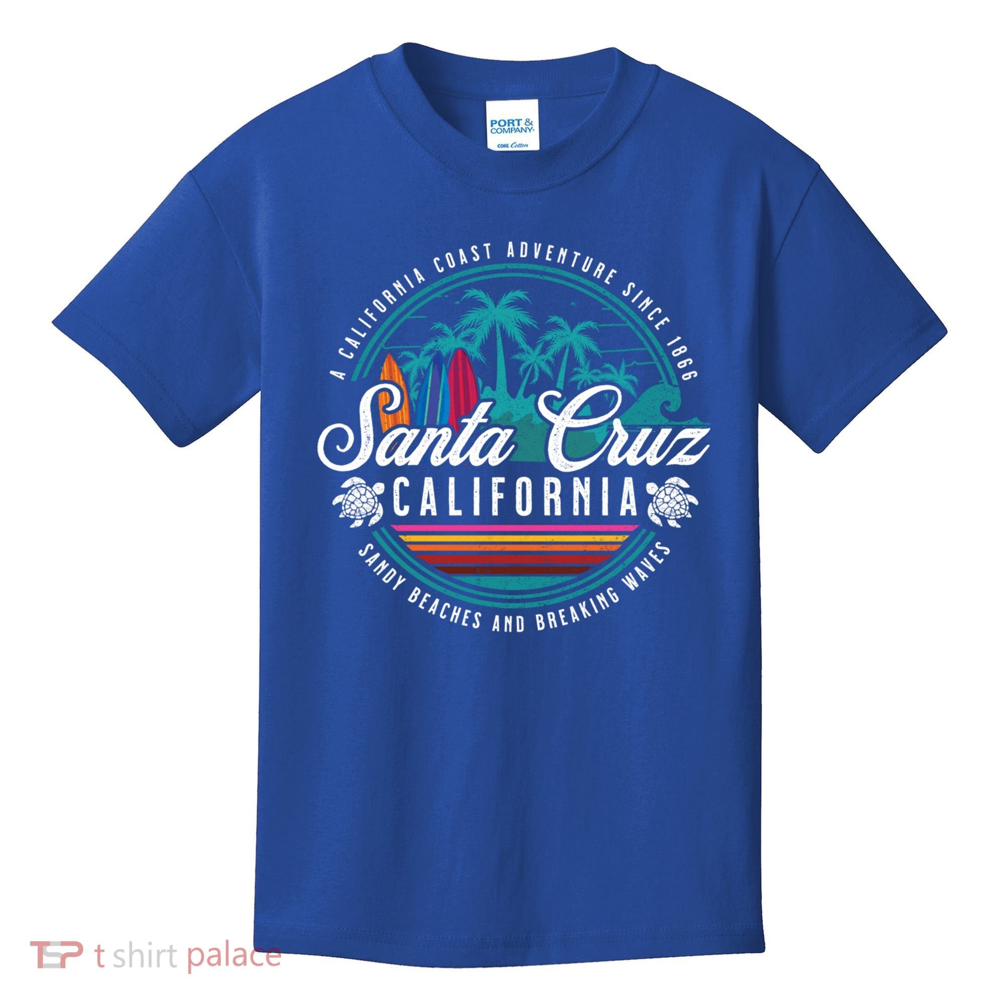 Retro Santa Cruz California Sandy Beaches Breaking Waves Gift Kids T-Shirt