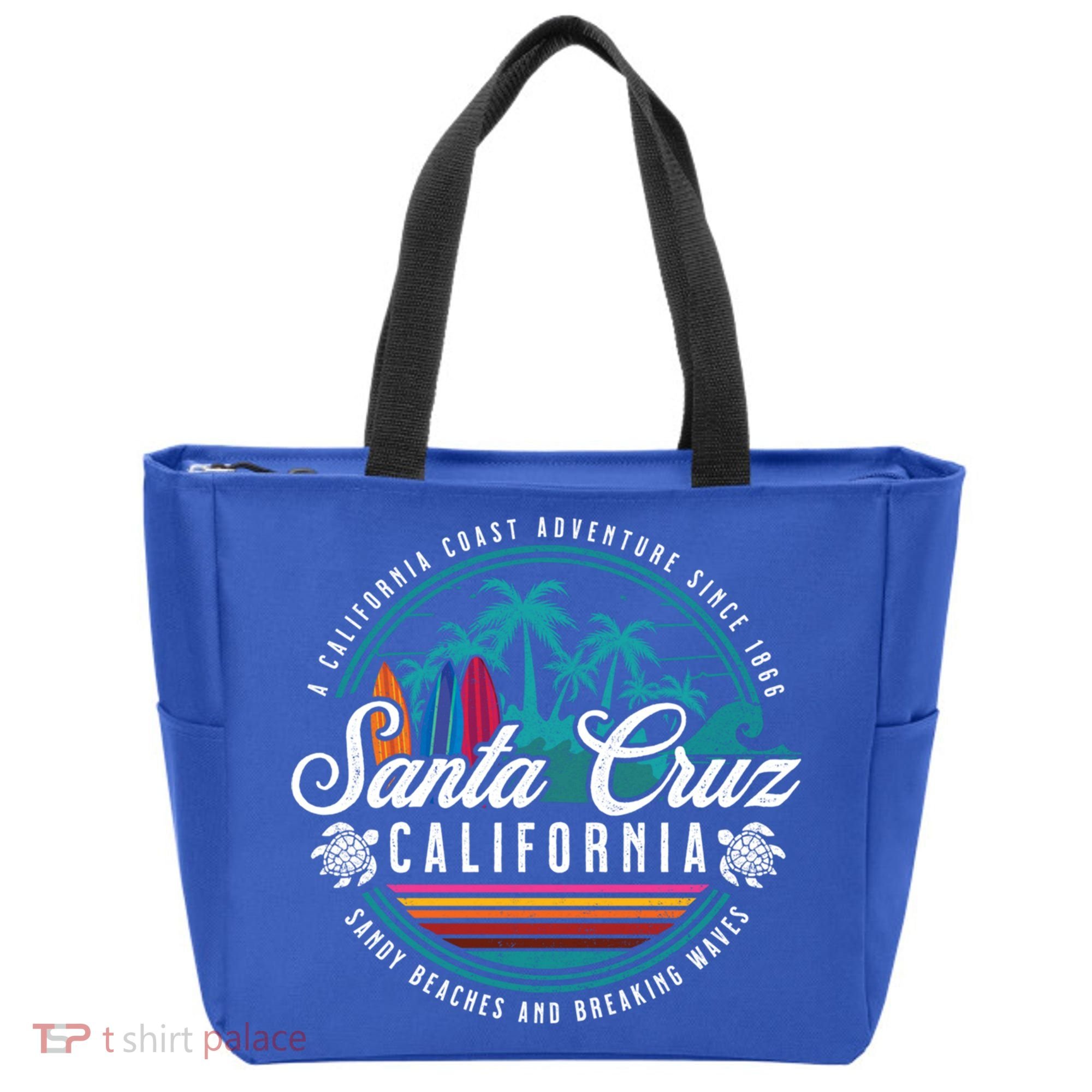 Retro Santa Cruz California Sandy Beaches Breaking Waves Gift Tote Bag