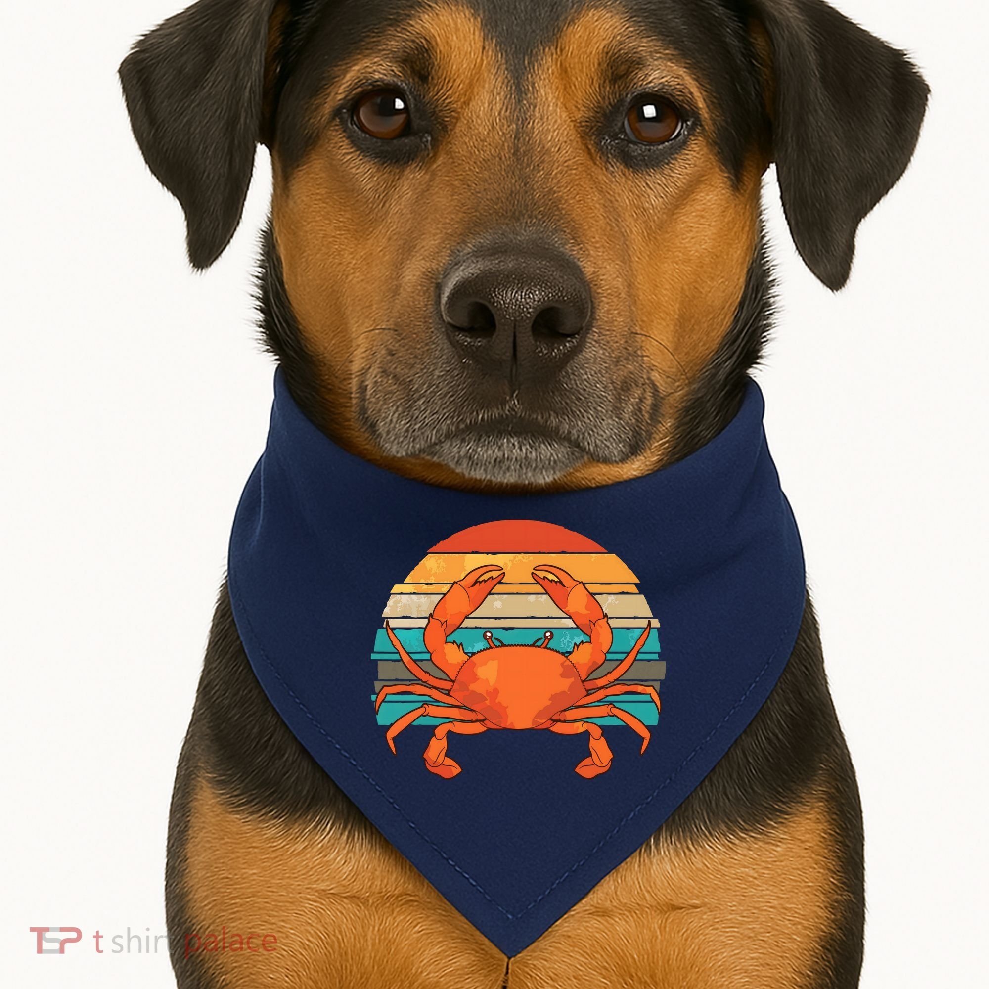 Retro Seafood Crab Lover Crabbing Sea Animal Crab USA-Made Doggie Bandana