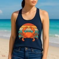 Retro Seafood Crab Lover Crabbing Sea Animal Crab Women's Tank Top thumb 2