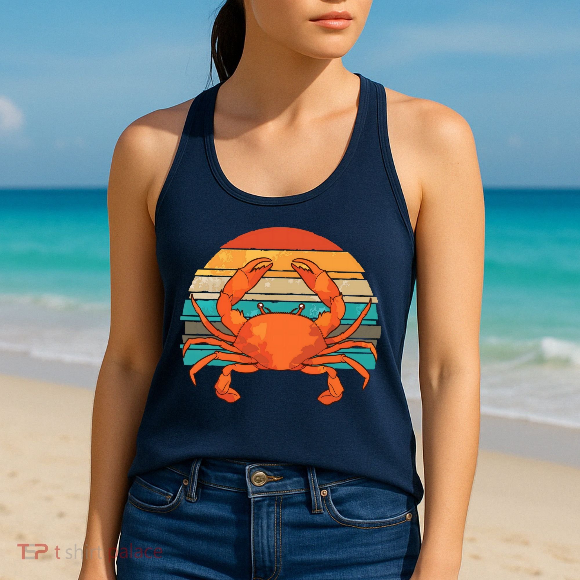 Retro Seafood Crab Lover Crabbing Sea Animal Crab Women's Tank Top