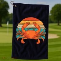 Retro Seafood Crab Lover Crabbing Sea Animal Crab Golf Towel thumb 1