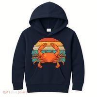 Retro Seafood Crab Lover Crabbing Sea Animal Crab Kids Hoodie thumb 0
