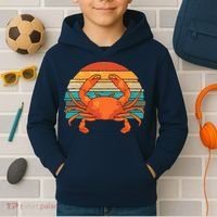 Retro Seafood Crab Lover Crabbing Sea Animal Crab Kids Hoodie thumb 2