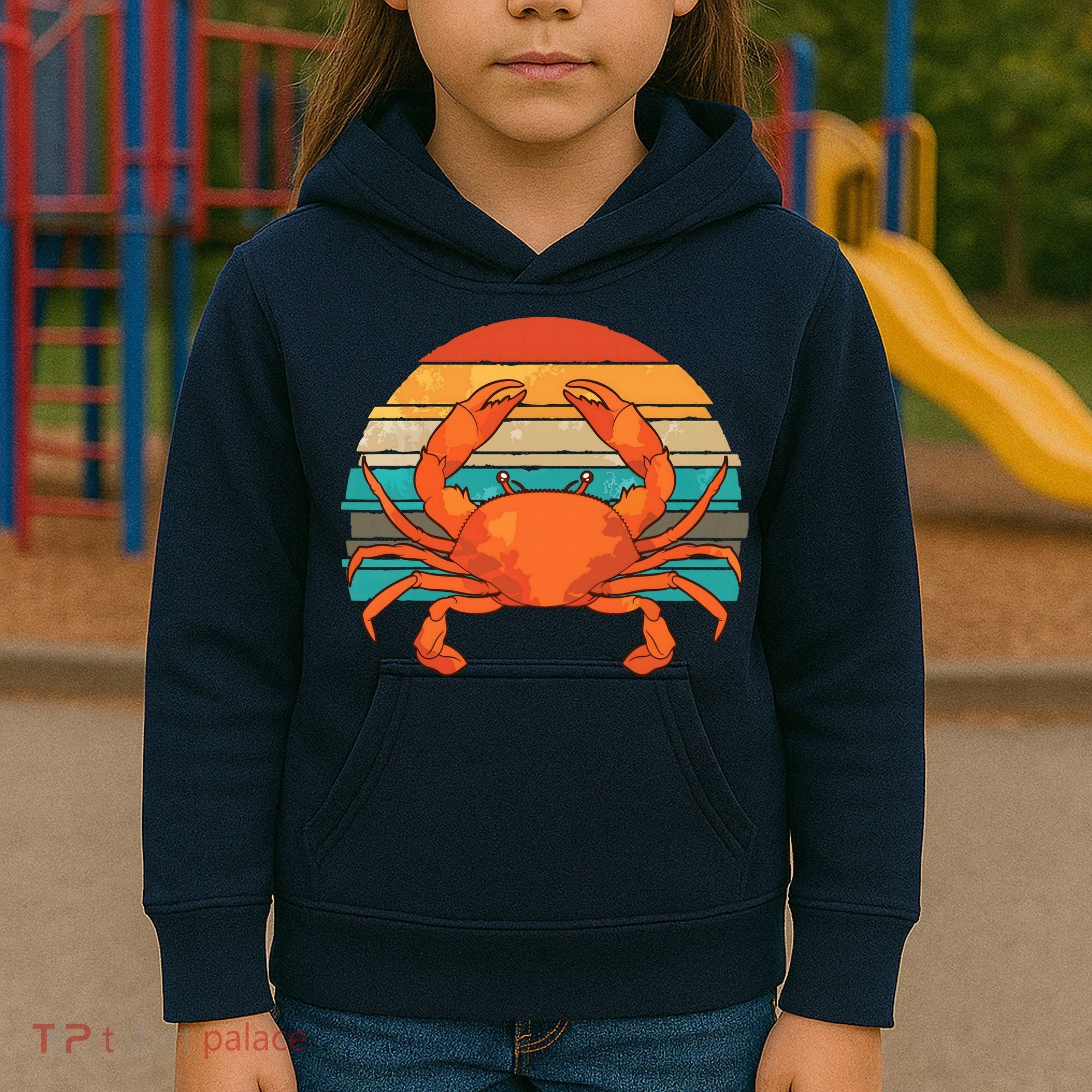 Retro Seafood Crab Lover Crabbing Sea Animal Crab Kids Hoodie