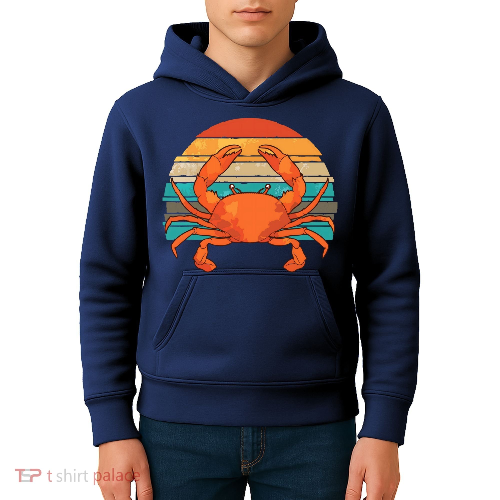 Retro Seafood Crab Lover Crabbing Sea Animal Crab Kids Hoodie