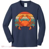 Retro Seafood Crab Lover Crabbing Sea Animal Crab Kids Long Sleeve Shirt thumb 0