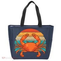 Retro Seafood Crab Lover Crabbing Sea Animal Crab Tote Bag thumb 0