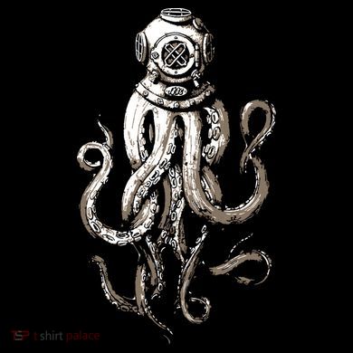 Retro SCUBA Diver Weird Octopus Design, Octopus Helmet Stripe Pom Pom Beanie