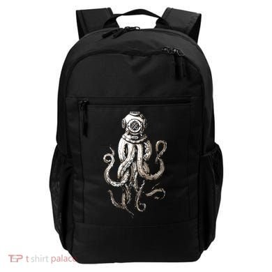 Retro SCUBA Diver Weird Octopus Design, Octopus Helmet Backpack