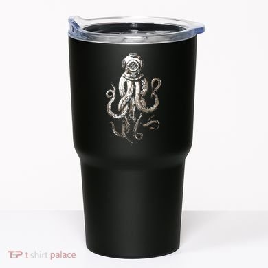 Retro SCUBA Diver Weird Octopus Design, Octopus Helmet Tumbler