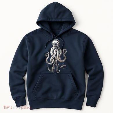Retro SCUBA Diver Weird Octopus Design, Octopus Helmet Hoodie