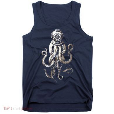 Retro SCUBA Diver Weird Octopus Design, Octopus Helmet Tank Top