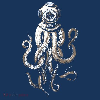 Retro SCUBA Diver Weird Octopus Design, Octopus Helmet Women's Tri-Blend 3/4-Sleeve Raglan Shirt