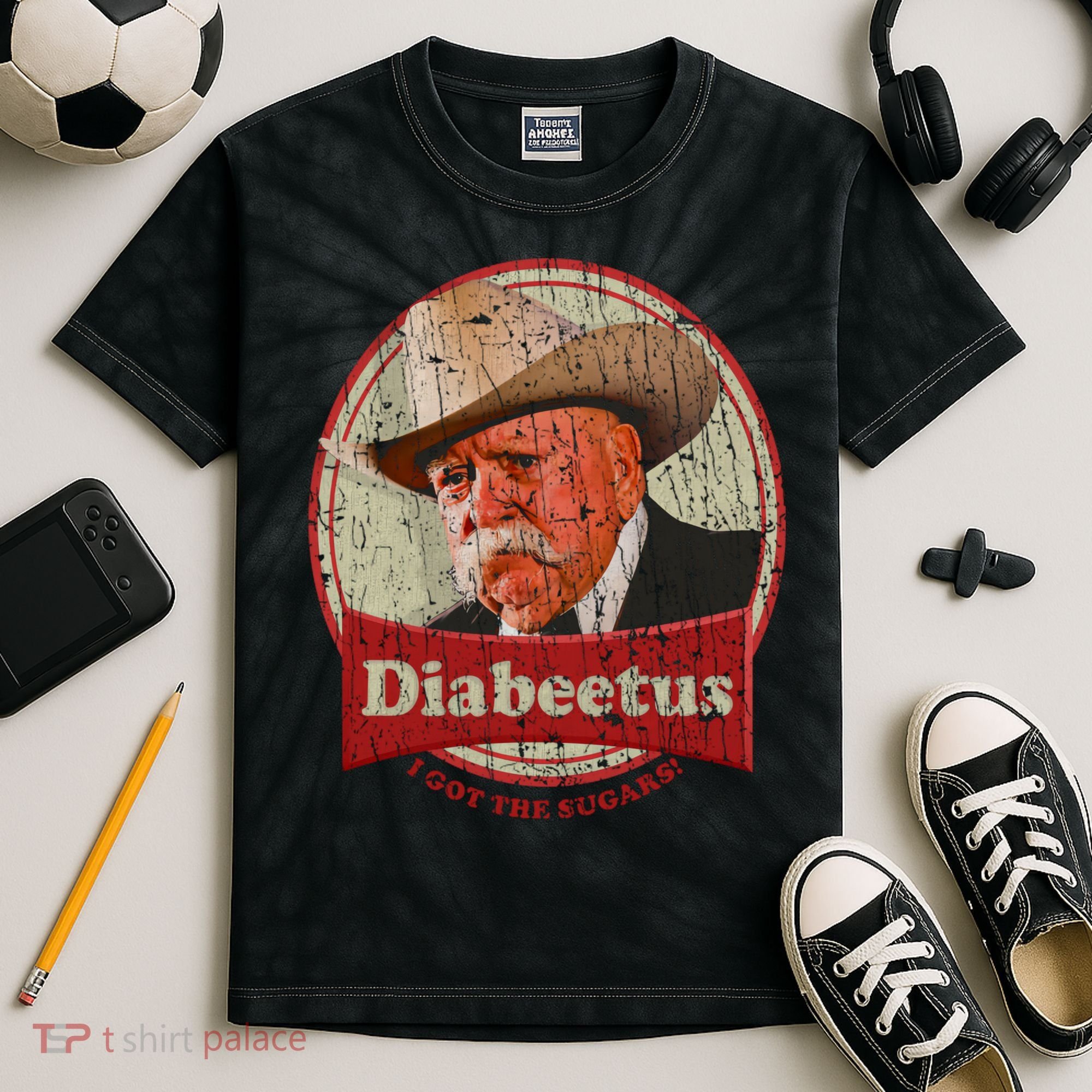 Retro Style Diabeetus I Got The Sugars Kids Tie-Dye T-Shirt