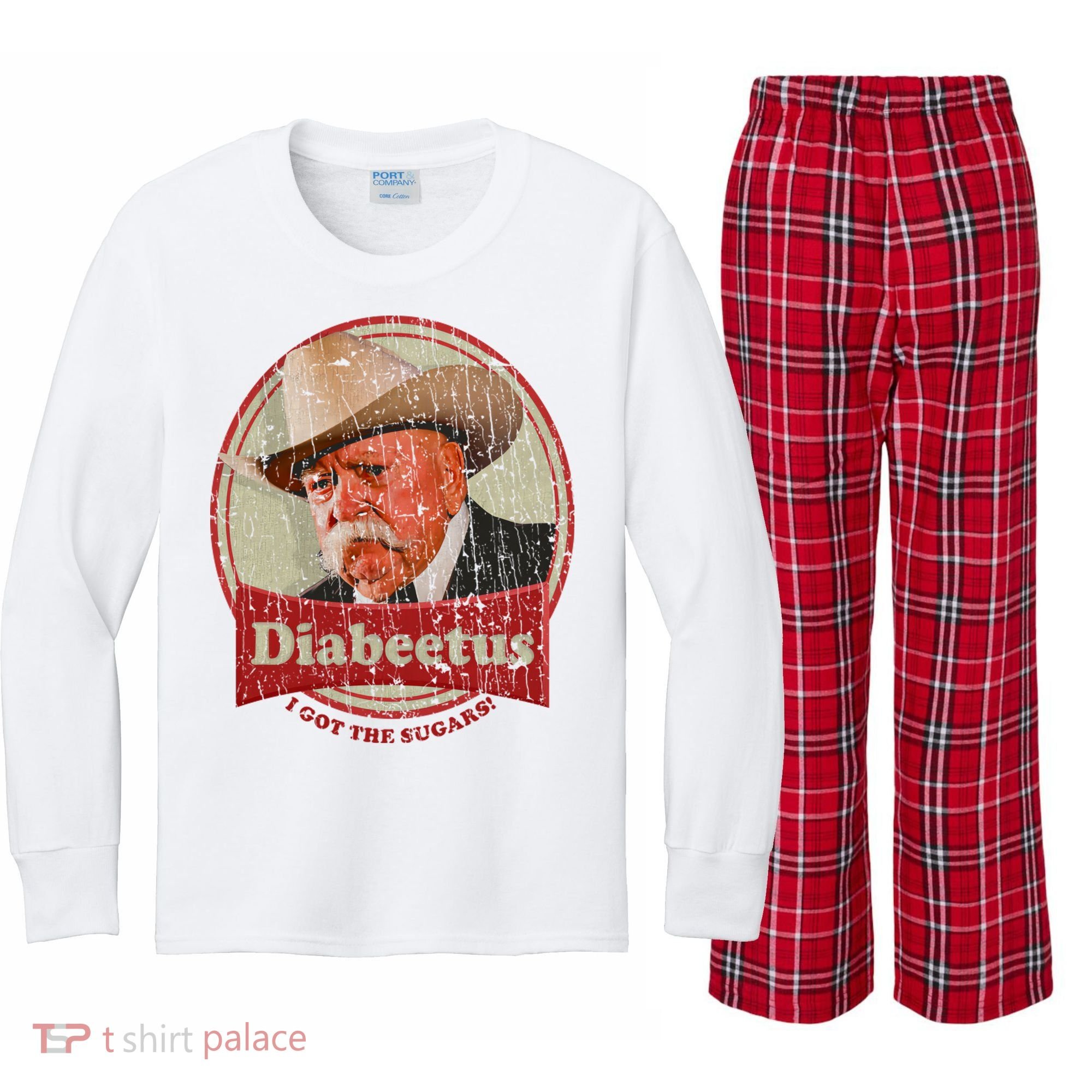 Retro Style Diabeetus I Got The Sugars Kids Long Sleeve Plaid Pajama Set