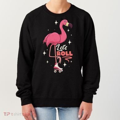 Roller Skating Dance Flamingo LetS Roll Quad Skater Women's Sweatshirt