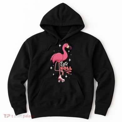 Roller Skating Dance Flamingo LetS Roll Quad Skater Hoodie