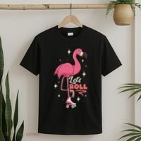 Roller Skating Dance Flamingo LetS Roll Quad Skater T-Shirt thumb 2