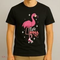 Roller Skating Dance Flamingo LetS Roll Quad Skater T-Shirt thumb 3
