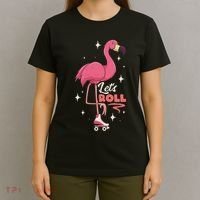 Roller Skating Dance Flamingo LetS Roll Quad Skater T-Shirt thumb 4