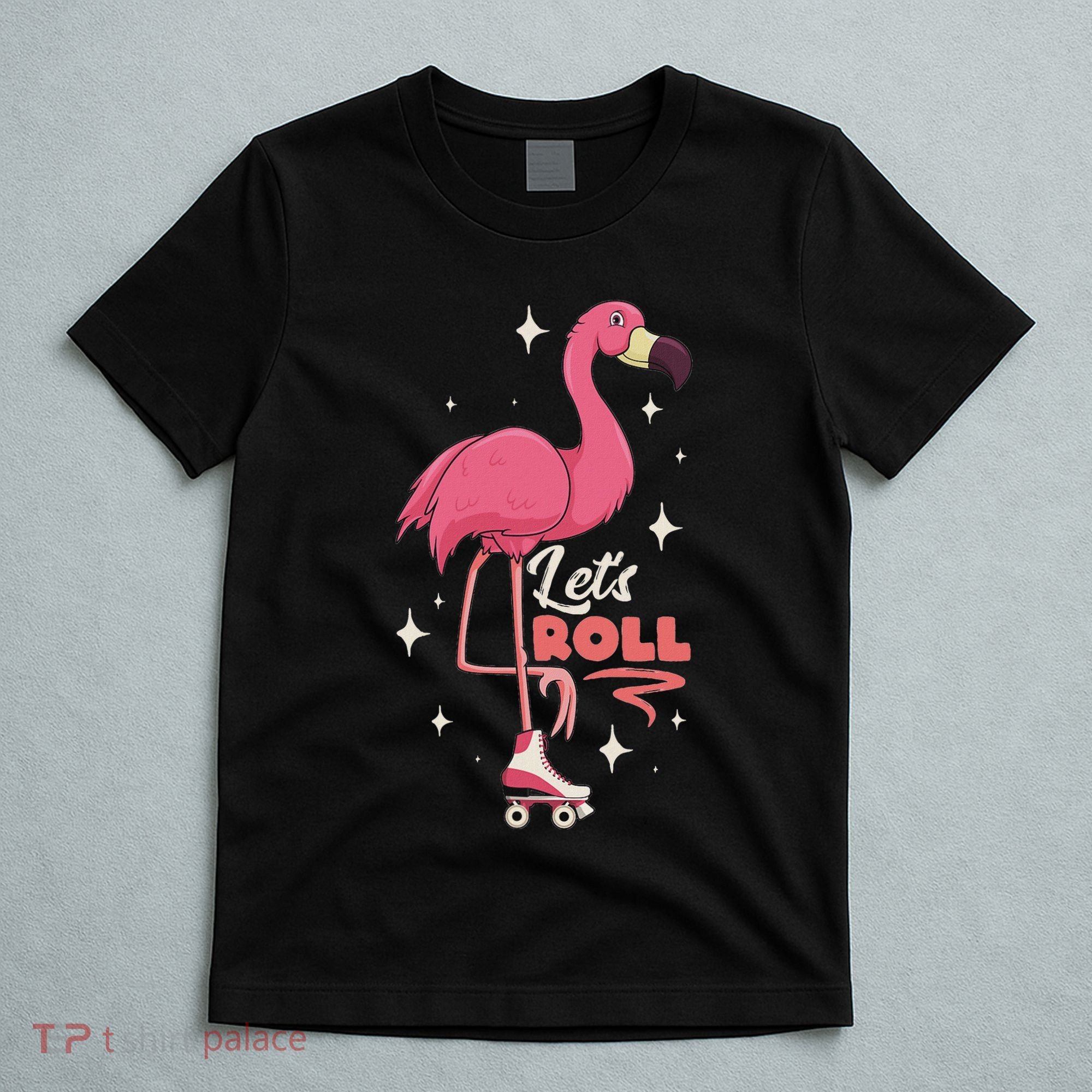 Roller Skating Dance Flamingo LetS Roll Quad Skater T-Shirt