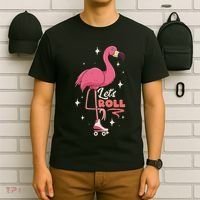 Roller Skating Dance Flamingo LetS Roll Quad Skater T-Shirt thumb 6