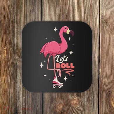 Roller Skating Dance Flamingo LetS Roll Quad Skater Coaster