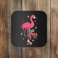 Roller Skating Dance Flamingo LetS Roll Quad Skater Coaster thumb 0