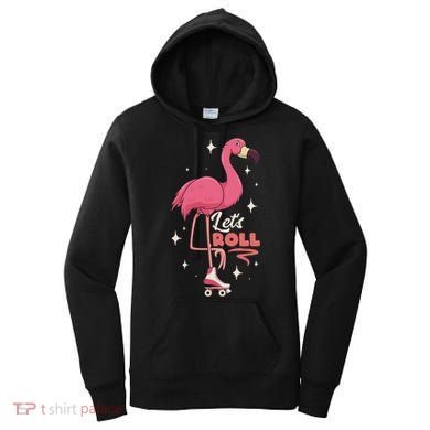 Roller Skating Dance Flamingo LetS Roll Quad Skater Women's Hoodie