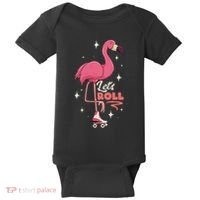 Roller Skating Dance Flamingo LetS Roll Quad Skater Baby Bodysuit thumb 0