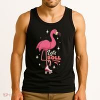 Roller Skating Dance Flamingo LetS Roll Quad Skater Tank Top thumb 3