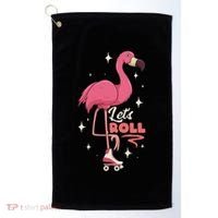 Roller Skating Dance Flamingo LetS Roll Quad Skater Golf Towel thumb 0