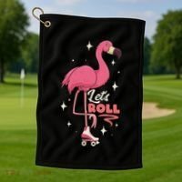Roller Skating Dance Flamingo LetS Roll Quad Skater Golf Towel thumb 1