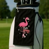 Roller Skating Dance Flamingo LetS Roll Quad Skater Golf Towel thumb 2