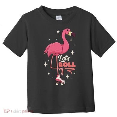Roller Skating Dance Flamingo LetS Roll Quad Skater Toddler T-Shirt