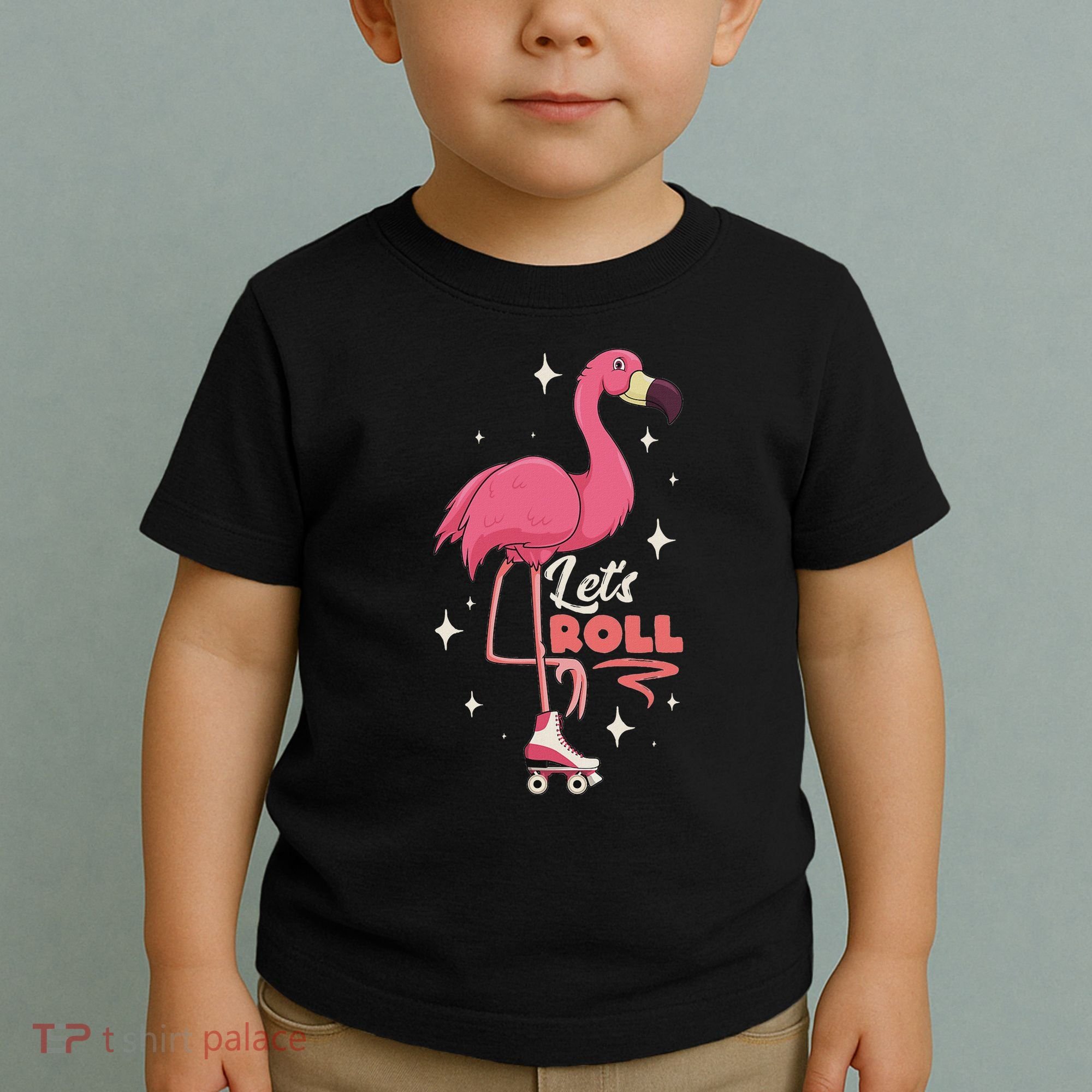 Roller Skating Dance Flamingo LetS Roll Quad Skater Toddler T-Shirt