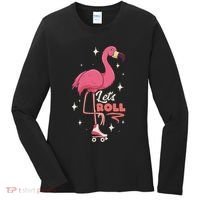 Roller Skating Dance Flamingo LetS Roll Quad Skater Women's Long Sleeve Shirt thumb 0