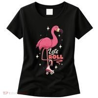 Roller Skating Dance Flamingo LetS Roll Quad Skater Women's T-Shirt thumb 0