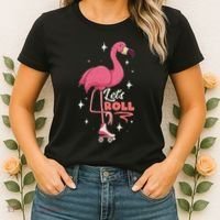 Roller Skating Dance Flamingo LetS Roll Quad Skater Women's T-Shirt thumb 2
