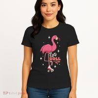 Roller Skating Dance Flamingo LetS Roll Quad Skater Women's T-Shirt thumb 4