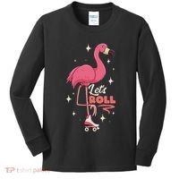 Roller Skating Dance Flamingo LetS Roll Quad Skater Kids Long Sleeve Shirt thumb 0