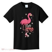 Roller Skating Dance Flamingo LetS Roll Quad Skater Kids T-Shirt thumb 0