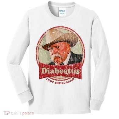 Diabeetus I Got The Sugars Distressed Kids Long Sleeve Shirt