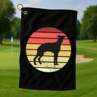 Retro Sunset Dog Lover Golf Towel thumb 1