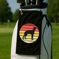 Retro Sunset Dog Lover Golf Towel thumb 2