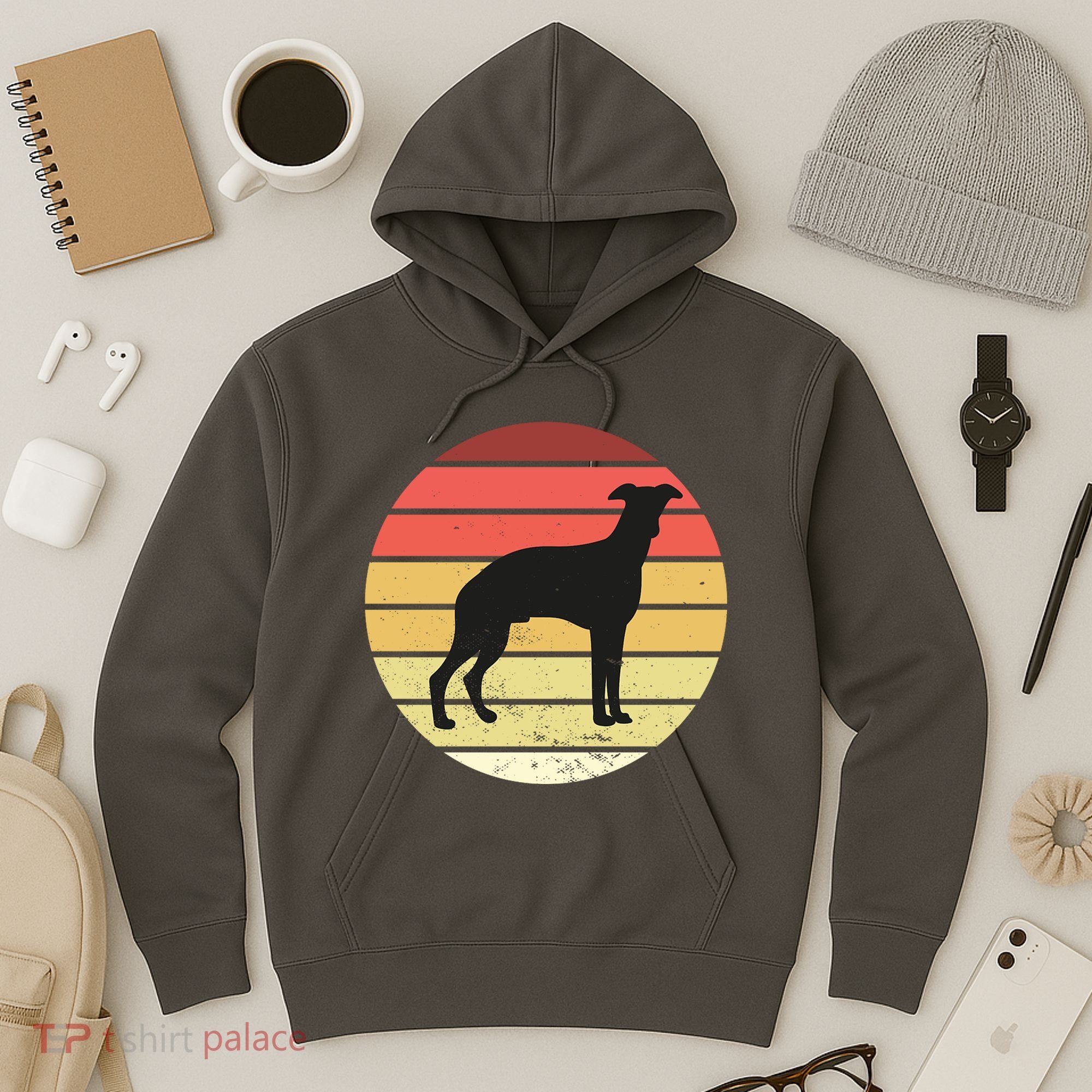 Retro Sunset Dog Lover Hoodie